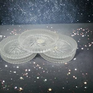 Vintage Set of 5 Crystal Clear Essex 24% Lead Crystal Coasters 3.5"